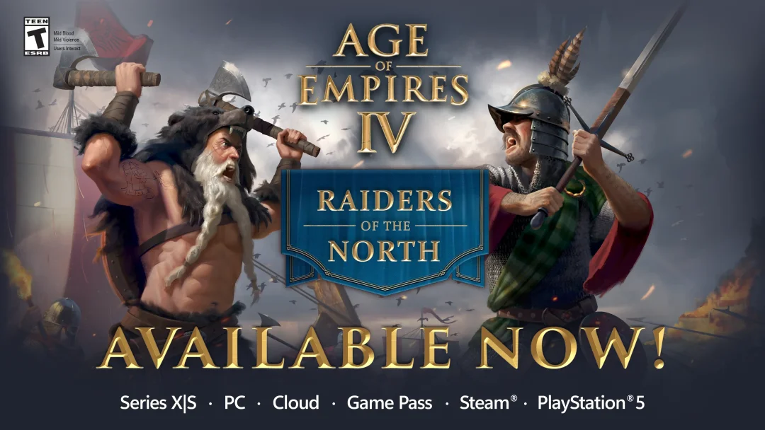 Age of Empires IV Raiders of the North artwork with Viking and Scottish warriors